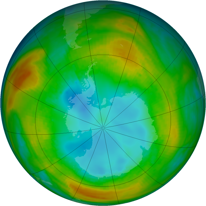 Antarctic ozone map for 12 August 1980